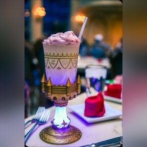 Disney Parks Be Our Guest Light Up Goblet Beauty Beast Cup Gold Castle Souvenir